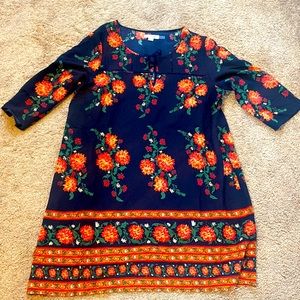 Simply Noelle double layer shift dress Sz L / XL 12 - 14 navy floral womens
